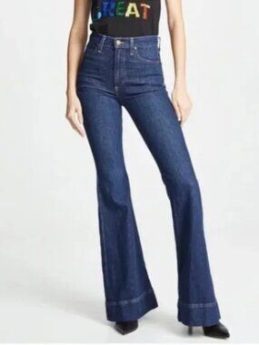 Alice+Olivia NEW High Rise Bell  Flare Jeans Size 32x34 Mid Wash MSRP 295$